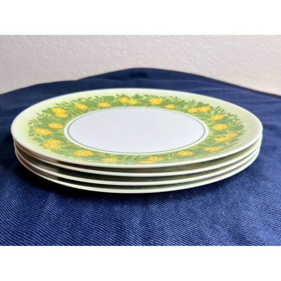Vintage Lenox Ware Set Of 4 Yellow Daisy Pattern Melamine Plates 9-1/2" READ - Picture 13 of 16